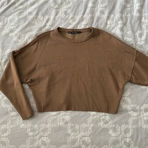 Zara knit Brown Crop Top sweater